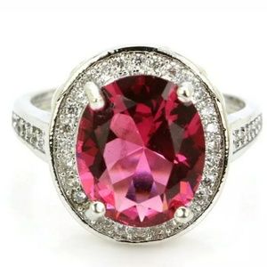 Sale🎉 Beautiful silver filled raspberry cz ring